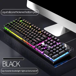 RGB Backlit Waterproof Wired Gaming Keyboard with Mechanical Feel (Black 2)