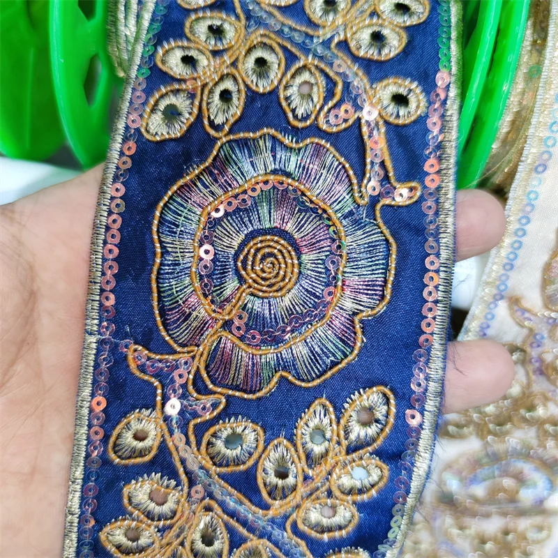 Decorazioni Cucito Nastro Pizzo Con Paillettes E Perline MECCANIXITY - 1,5cm X 10m Oro Giallo Per Cucito Creativo Nastro Cucito Fai Da Te - Foto 7