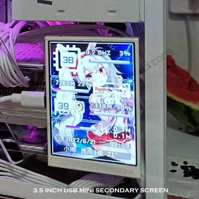 Ips Tipo-c Tela Secundária Monitor de Computador Display Usb para Chassi Cpu Gpu Ram Hdd Livremente Aida64 Mini Monitor 35 - Imagem 5