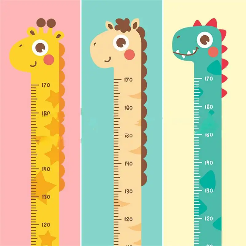 Cartoon Baby Dinosaur Kids Height Sticker PVC Self Adhesive Giraffe Children Height Ruler Animal Wall Sticker Home Decor