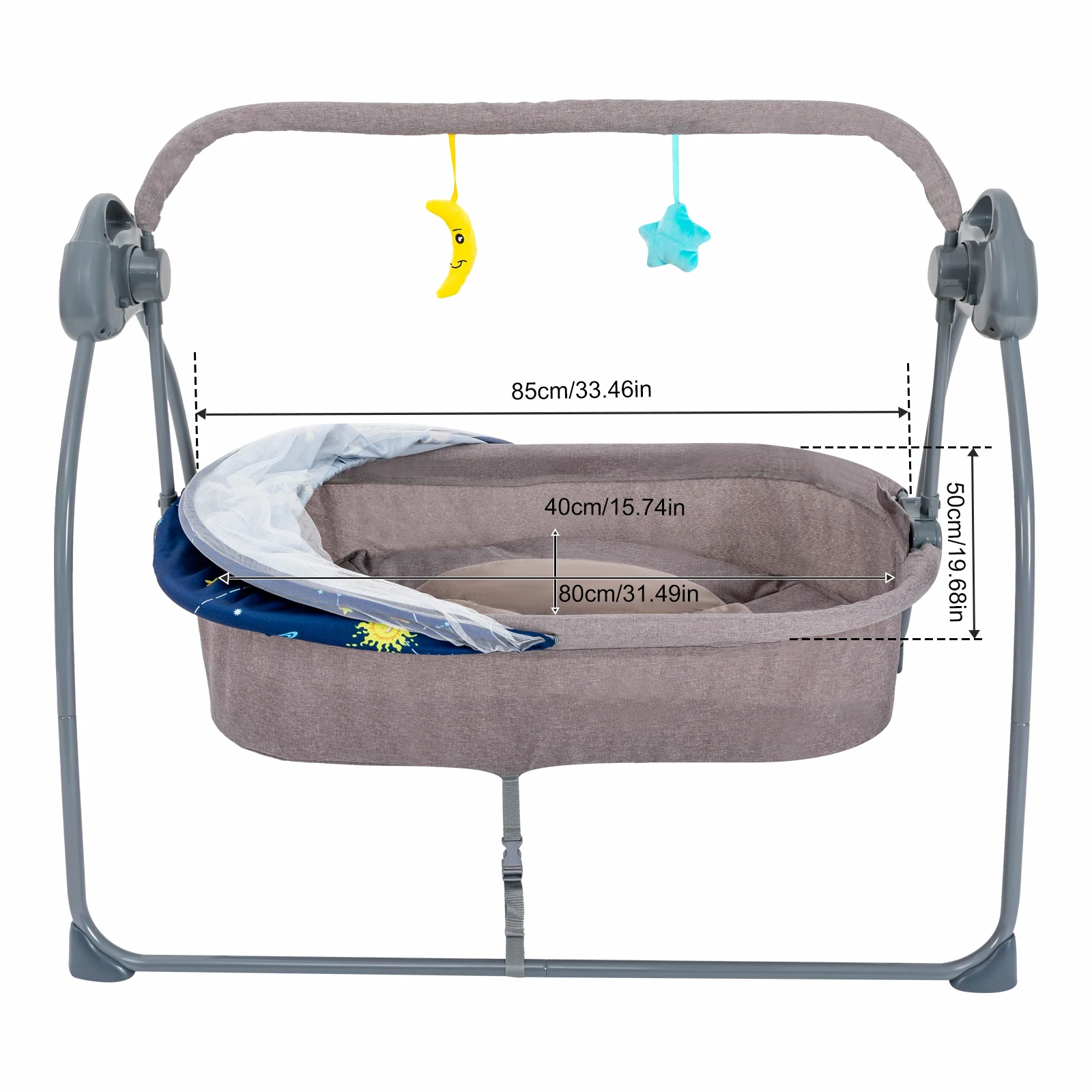 Baby Cradle Swing 5 Speeds Electric Stand Crib Auto Rocking Chair Bed with Remote Control for 0-18 Months Newborn Babies