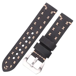 Handmade Vintage Leather Watch Straps in Brown, Black, Green, and Coffee - 22mm (Black)