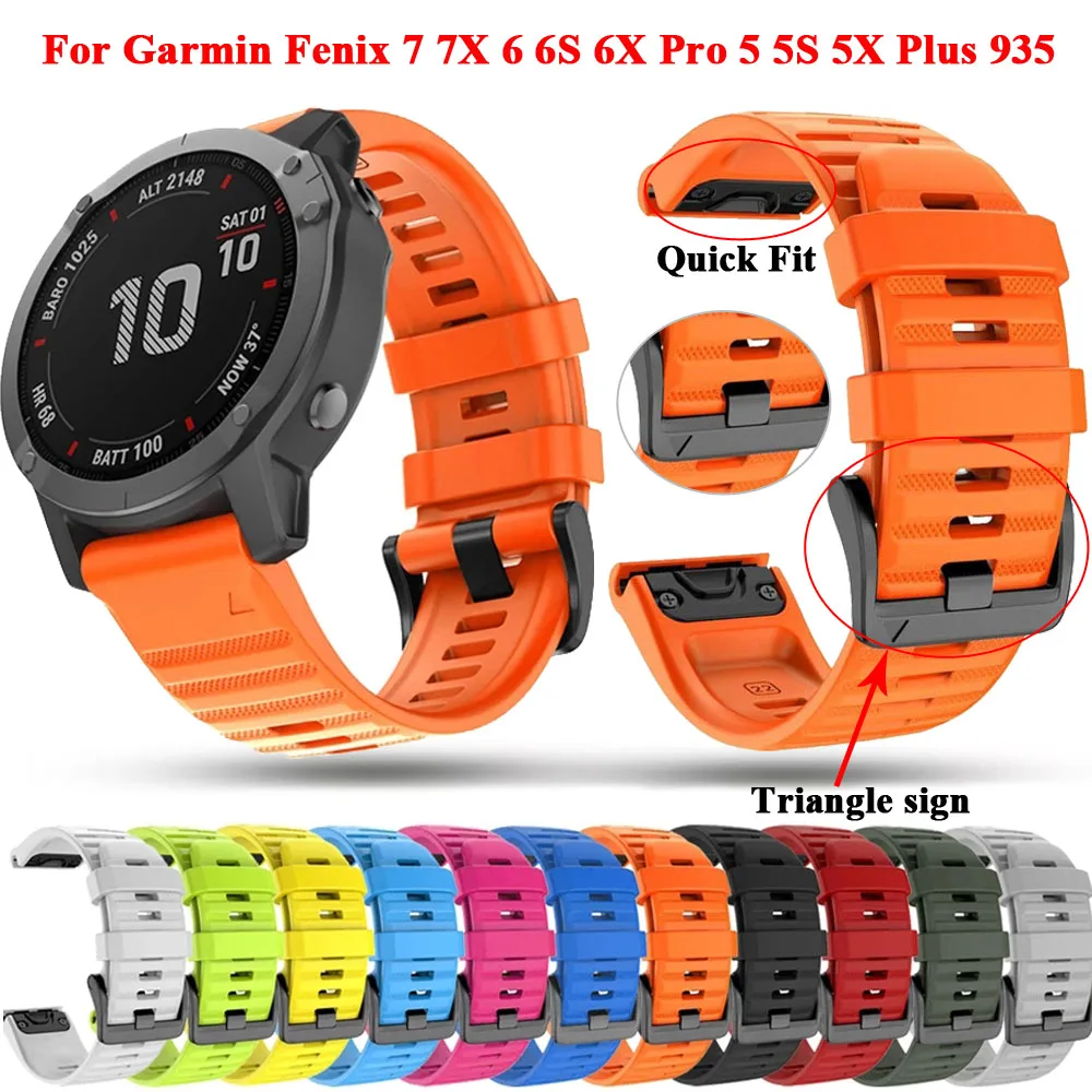 Correa de cuero de silicona para reloj inteligente Garmin Fenix, 22mm,  26mm, 7, 7X, 6X, 6Pro, 5X, 5Plus, 935, Epix Gen 2, QuickFit