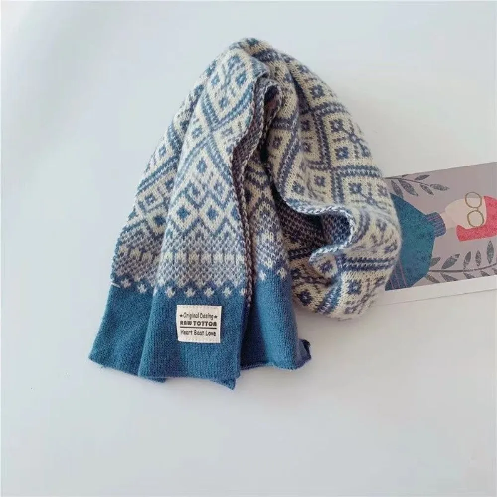 New Windproof Neck Warmer Coldproof Warm Neckerchief Snowflake Knitted Fake Collar 3-12Y