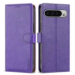 Leather Flip Wallet Phone Case with Card Slots and Kickstand Feature - Pixel 10Pro XL - 5G (PURPLE)