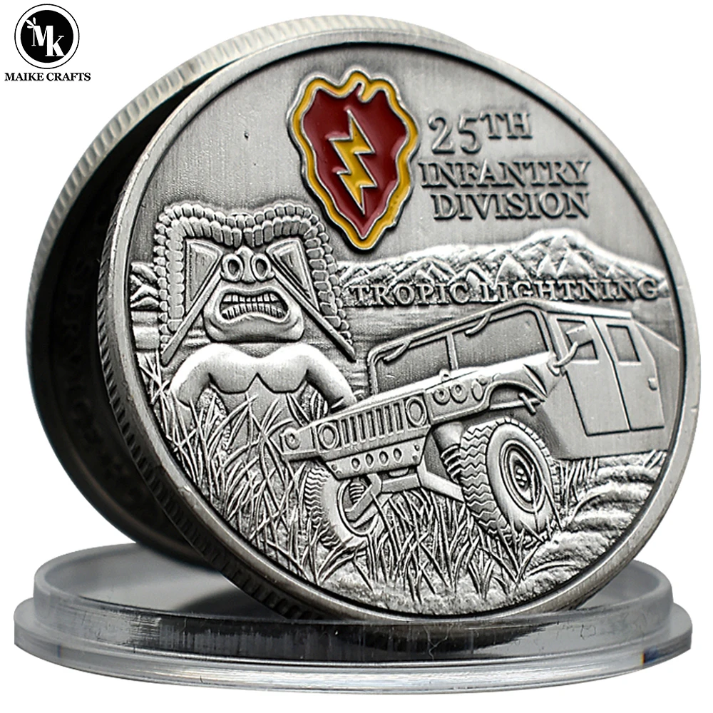 

25th Industry Division Tropic Lightnning Challenge Coin Metal Silver Plated Handicraft Commemorative Coin Collection Gift