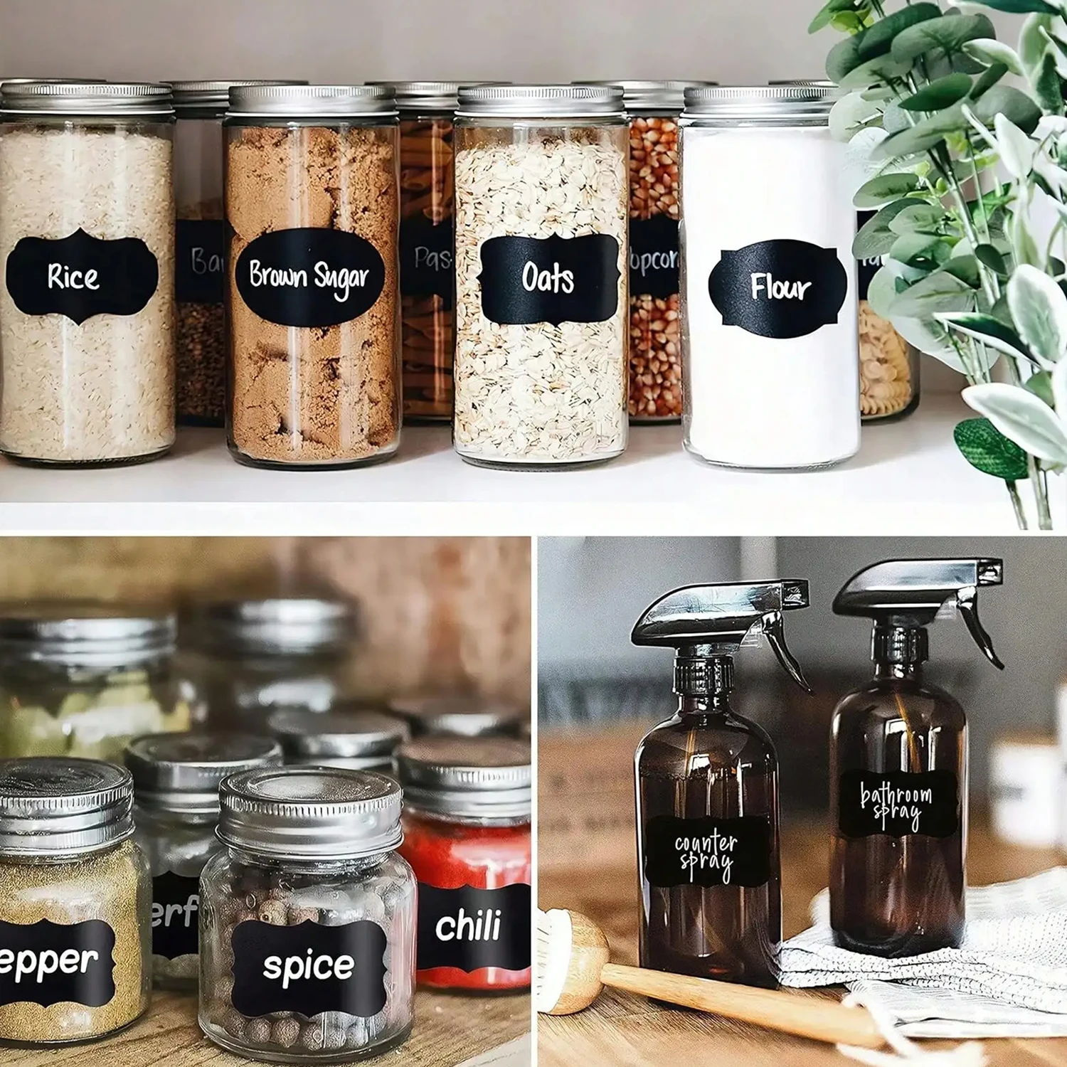 Removable Blackboard Stickers 120Pcs/Roll 3 Styles With Erasable Pen Waterproof Chalkboard Labels for Home & Kitchen 1.4*2.2inch