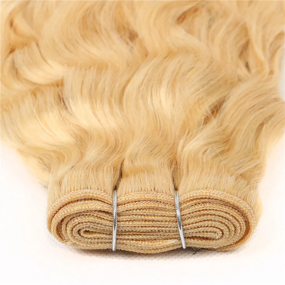 40 Inches 613 Honey Blonde Water Wave Long Curly Bundles Human Hair 150% Density Brazilian Remy Hair Extension For Black Women