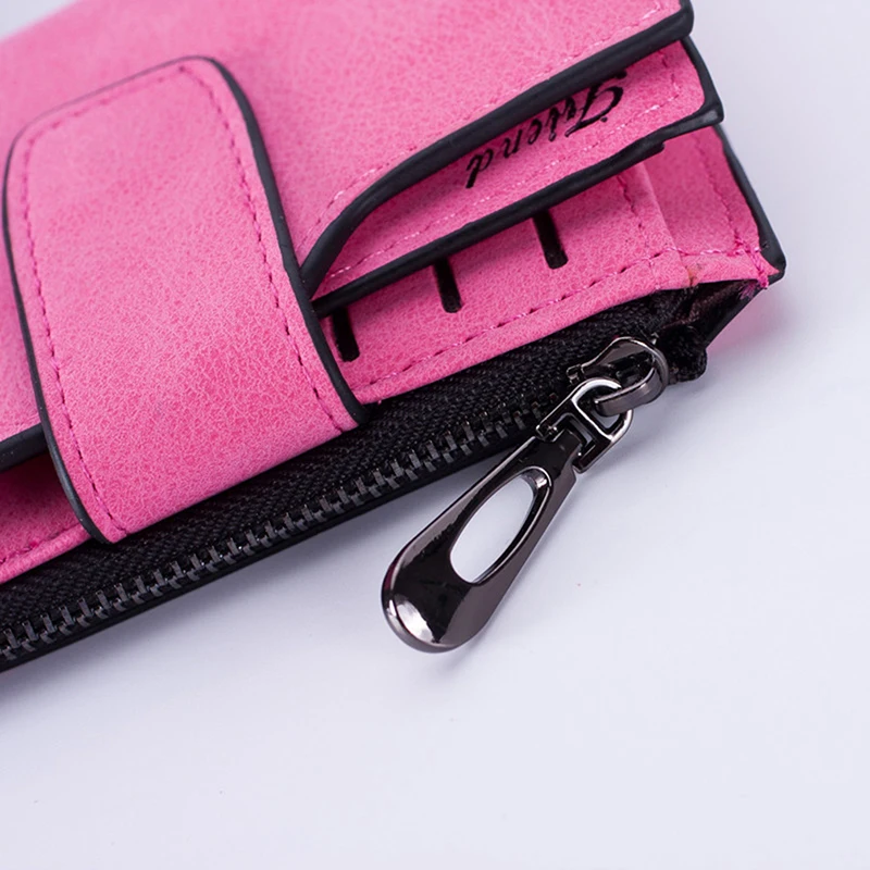 Hot Sale Women's Short Wallets PU Leather Matte Small Casual Coin Purse Zipper Money Bags Hasp Clutch Credit Card Holder Clip 6