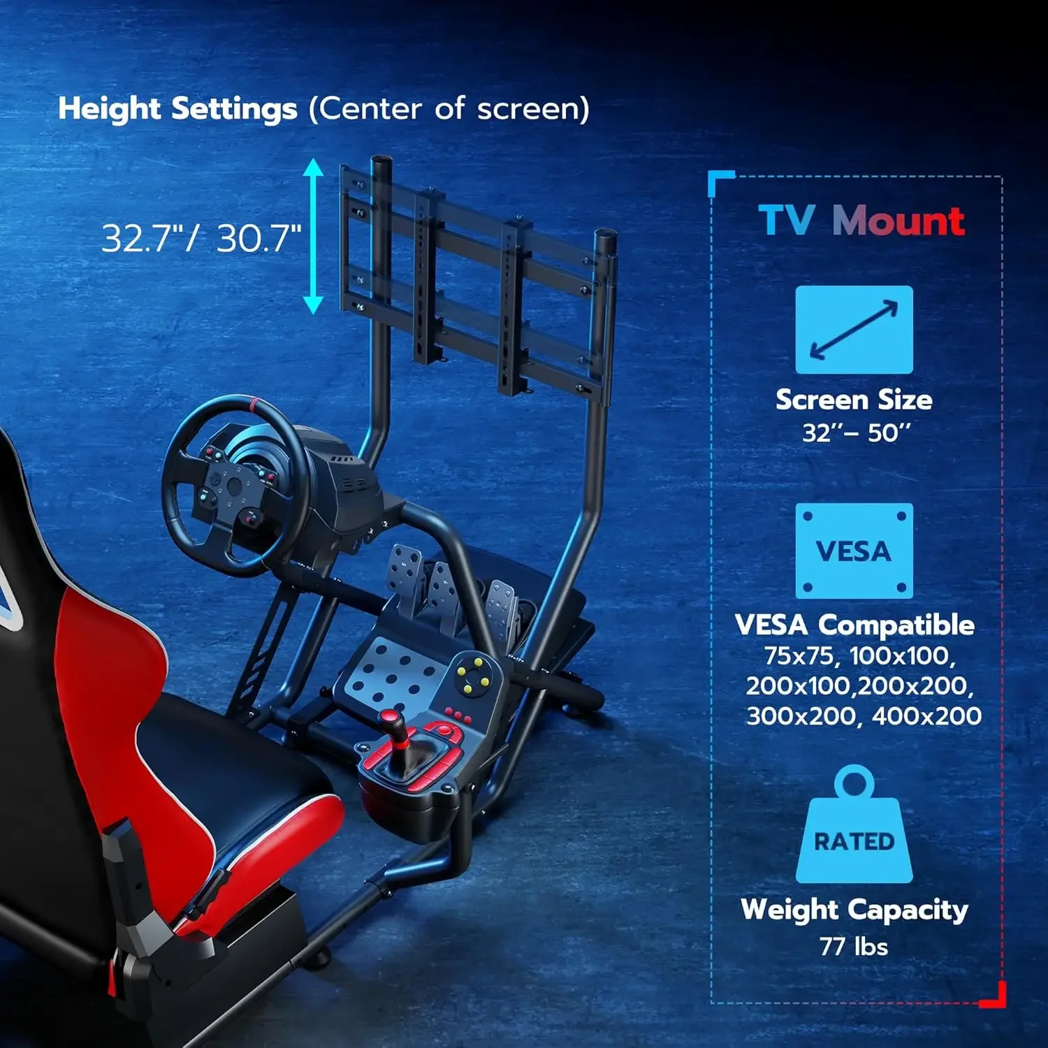 Racing Simulator Cockpit with Monitor Mount and Seat, Moza Racing Games on PS5, PS4, Xbox and PC 6