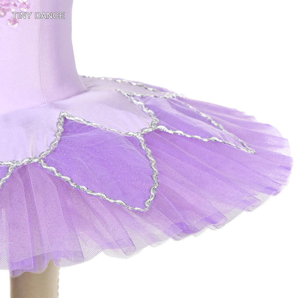 7 Layer Stiff Tulle Professional Ballet Dance Tutu Dress for Girls Solo Costume Purple Pancake Tutu