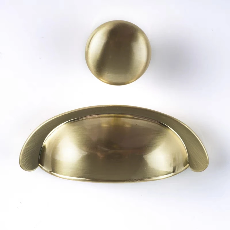 

Brushed Gold Shell Shaped Cabinet Pulls Handles Round Drawer Knobs Zinc Alloy Furniture Hardware Retro Kitchen Accessories 76mm