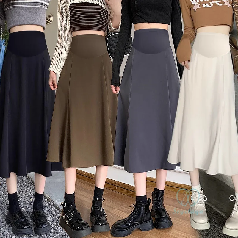 Big Bottoming A line Maternity Skirts Spring New Fashion Elastic Waist Belly Clothes for Pregnant Women Support Pregnancy