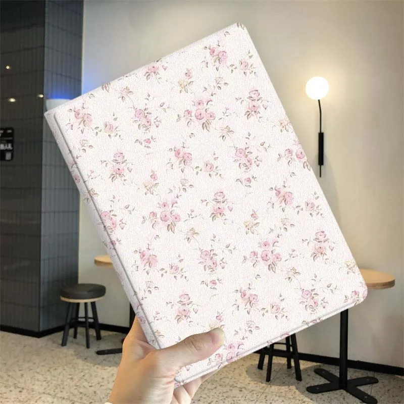 Cartoon Pink Flower Pattern Tablet Case