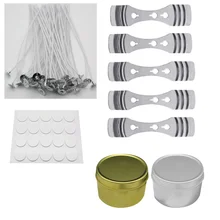 Candle making kit supplies include candle making candle wicks 50 pieces wick stickers 5 3-hole candle wick holders 2 candle jars