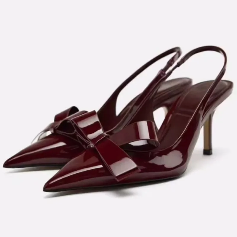 Woman High Heels Sandals Pointed Daily Office Lady Shoes Fashion Patent Leather Summer Slingback Dress Stilettos women slingback sandals women high heels shoes women dress shoes