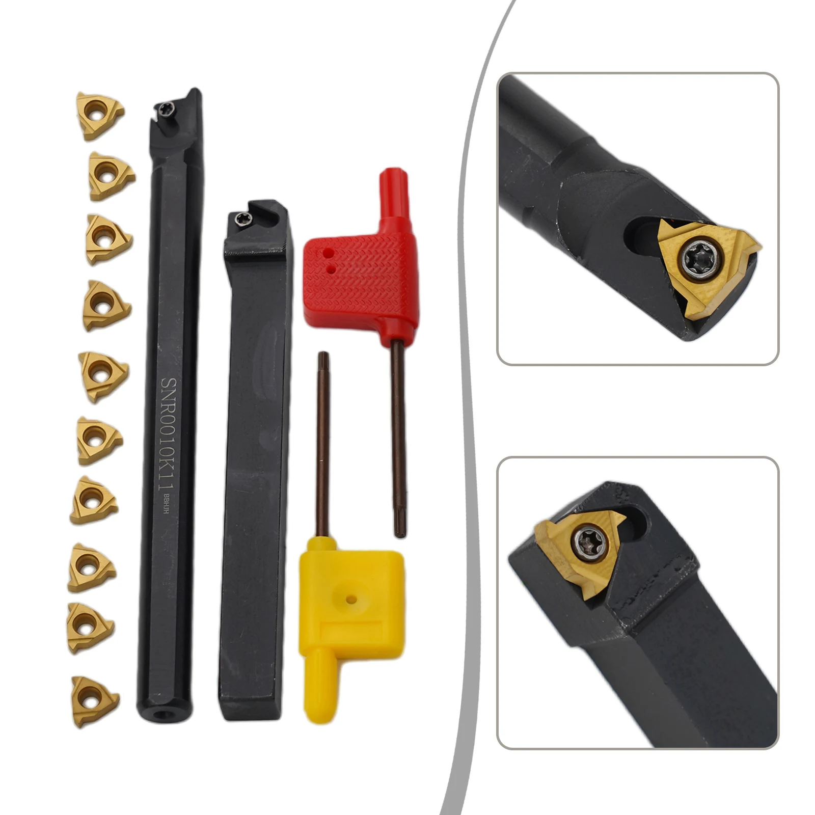 

Threading Tool Holder 1 Set 11ER AG60 Alloy Steel External Internal Lathe Set W/ Inserts Toolholding Workholding