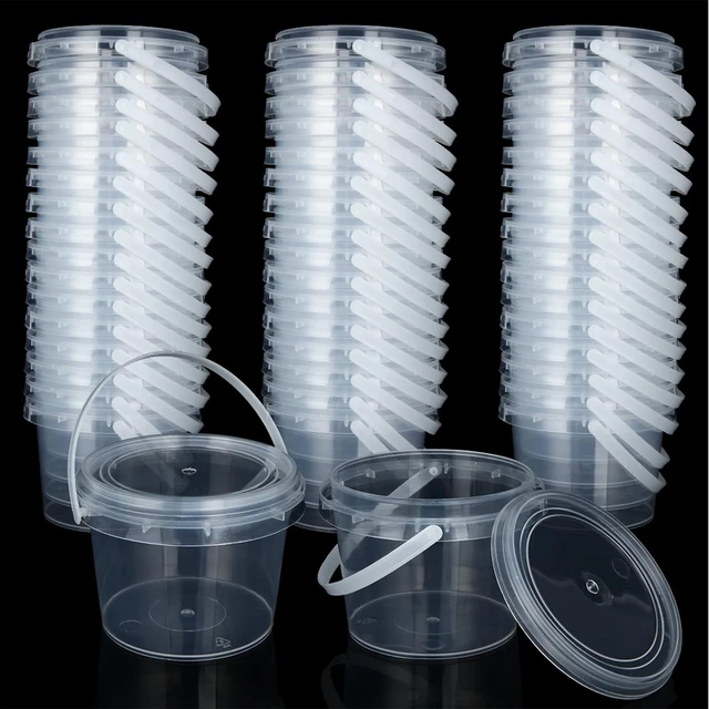 LOT of 5 SLIME CONTAINERS 1 2 4 6 8 Oz Clear Plastic Twisted Lid