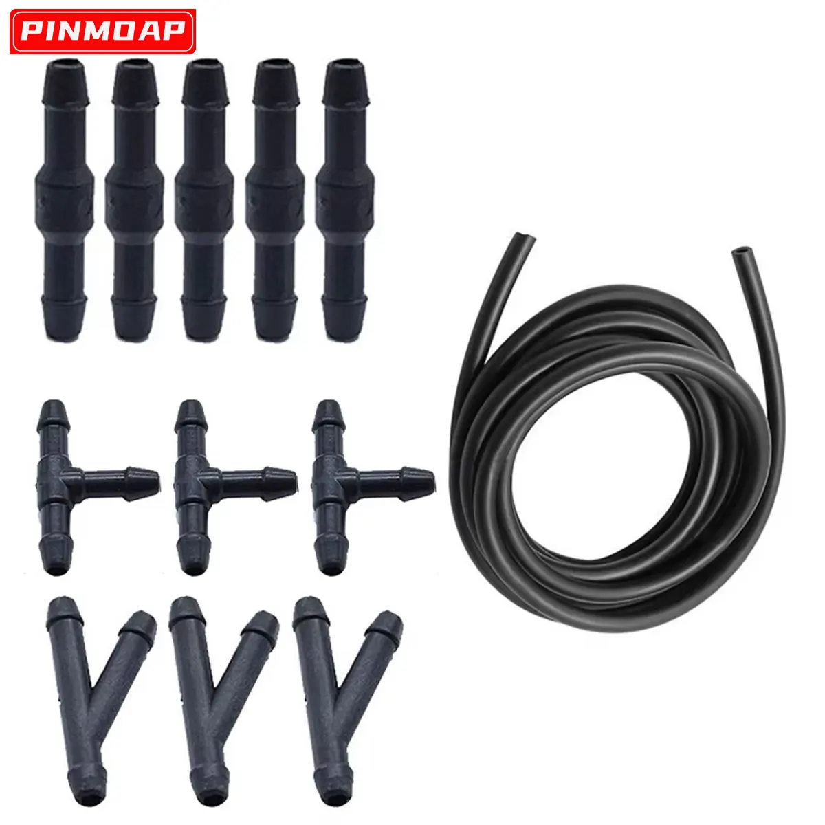 Car Spray Pipe Joint Kit 1 Set Front Windshield Wiper Washer Spray Nozzle 12pcs Nozzle Pipe Joint