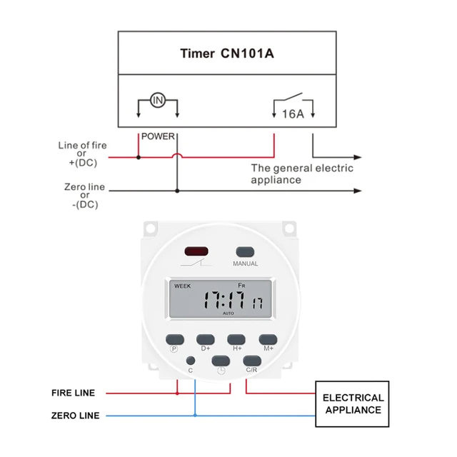  CN101A Dc 12V Mini LCD Digital Microcomputer Control Power Timer  Switch Small Microcomputer Time Control Switch Time Switch Relay Input  Voltage 12V : Tools & Home Improvement