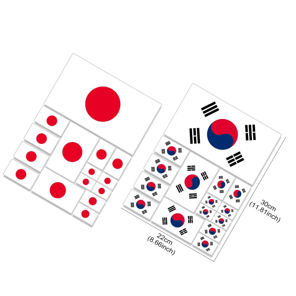 Flag Vinyl Stickers Set - Spain, Poland, Israel, Palestine, Japan, UK, France - for Car, Mirror, Motorcycle, or Laptop