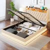 Bed Frame with Storage - Lift Up Bed Frame with Headboard, Upholstered Platform Bed with LED Lights & Charging Station 1