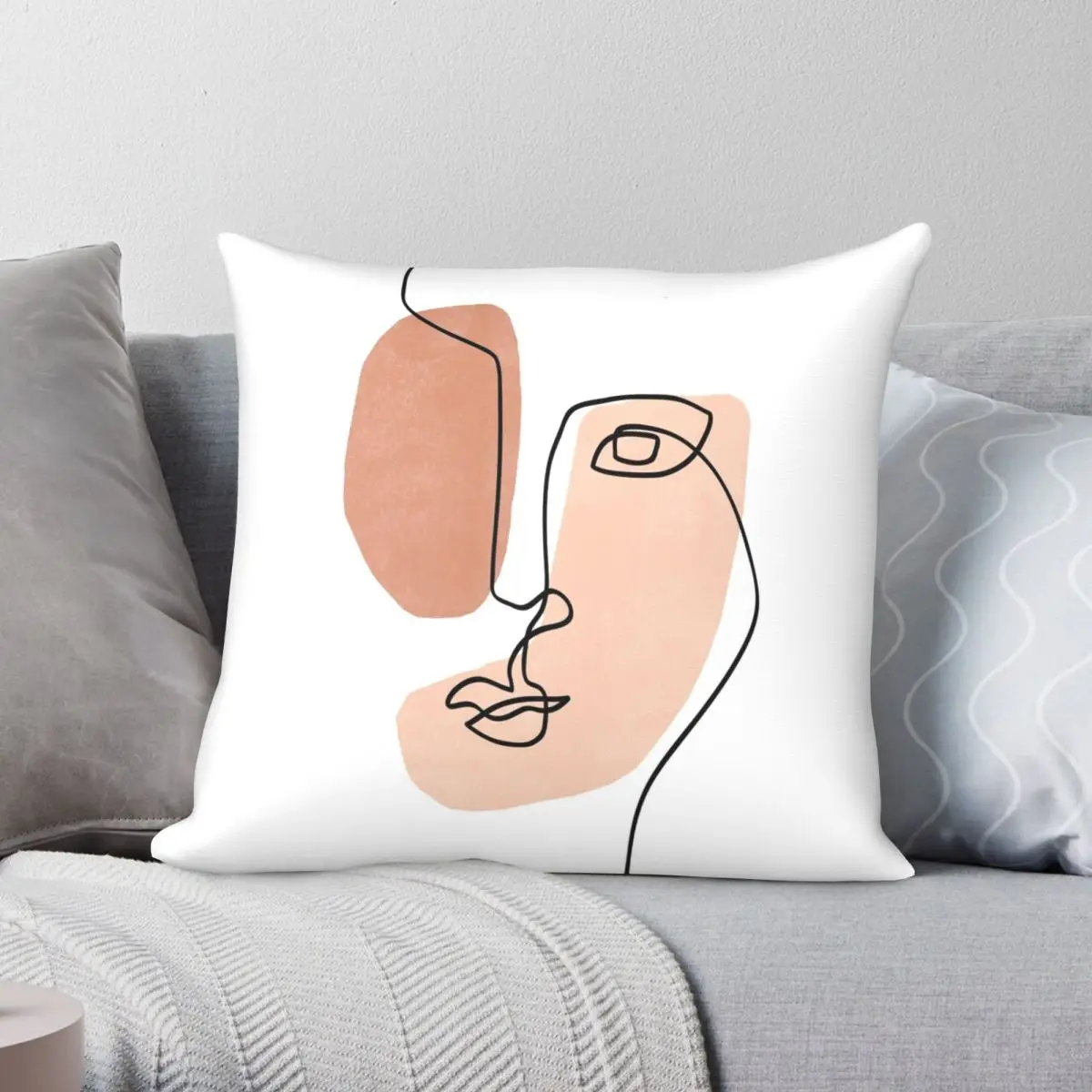 

Квадратный Чехол-Подушка с абстрактным изображением лица III, чехол из полиэстера и льна с бархатным принтом, Декоративная Подушка на молнии, чехол размером 45x45