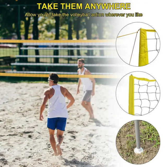 Rete Da Pallavolo Professionale 9,5x1 M - Per Spiaggia, Giardino E Piscina Con Cavo In Acciaio - Foto 4