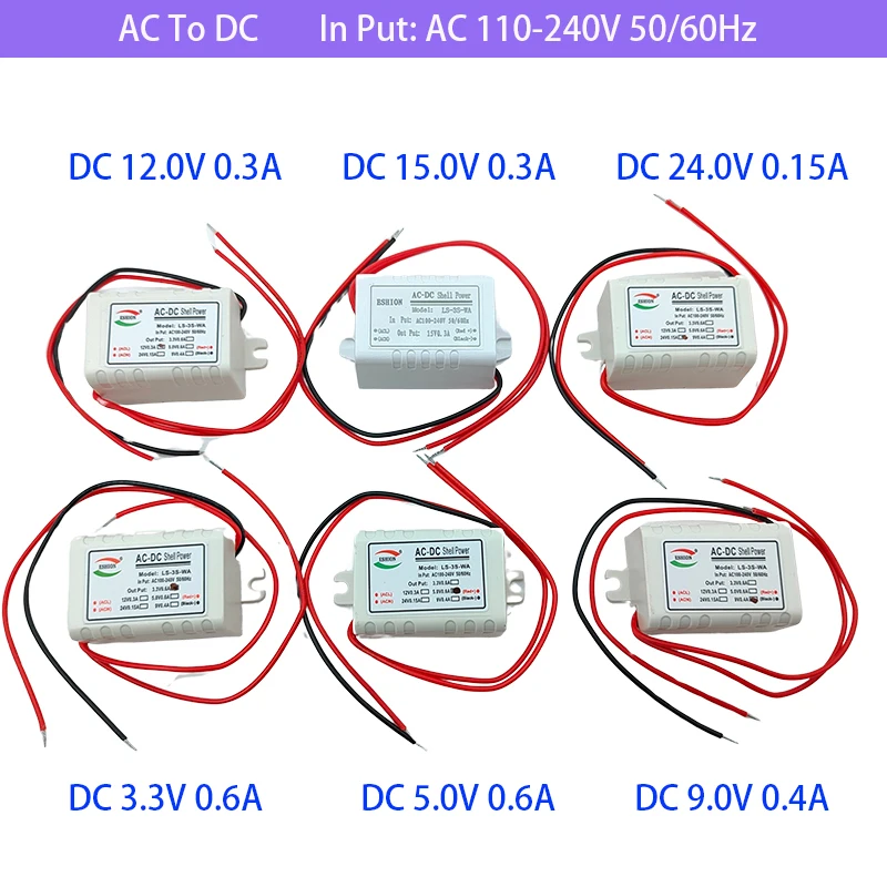 AC TO DC Converter Step-Down โมดูล AC110V 220V 230V ถึง DC 3V 5V 9V 12V 15V 24V 3W LED แรงดันไฟฟ้าที่เสถียร 1