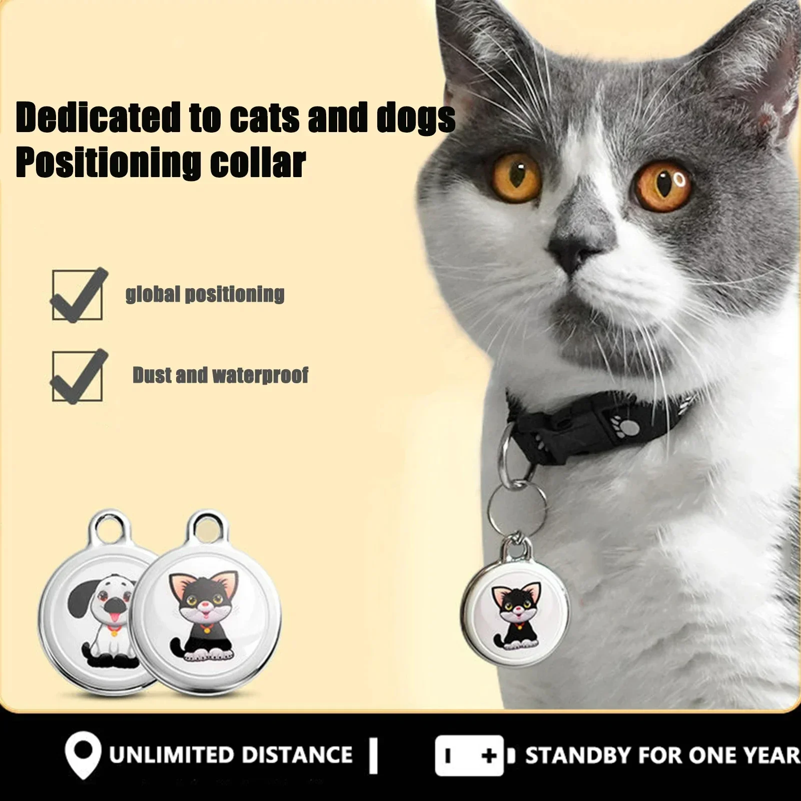 Pet GPS Tracker Collar, Bluetooth Anti-Lost Mini Smart Pet Locating Device, Waterproof Find My Activity Tracker for Dogs Cat