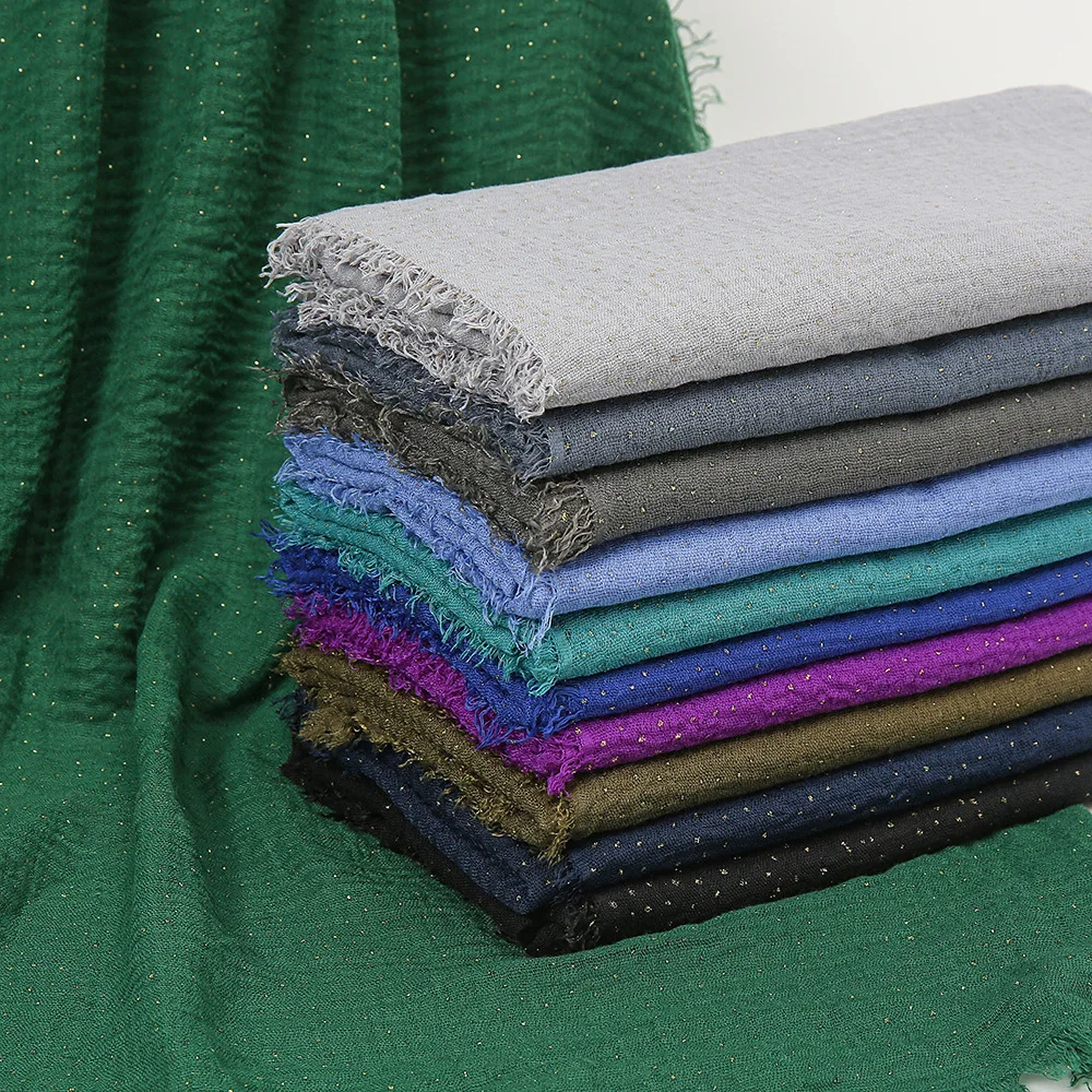 

New Cotton Linen Scarf For Women Girls Summer Solid Color Whisker Edge Scarves Soft Gold Stamp Shawl Spring Female Wrap Shawls
