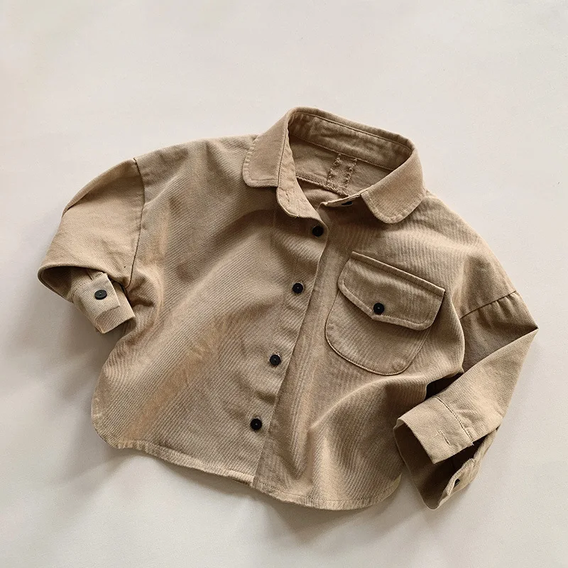 Children Long Sleeve Shirts Jacket Baby Pocket Coat Fashion Girls Cardigan Vintage Kids Jacket Boys Coat Autumn Clothes kids jackets,kids coats