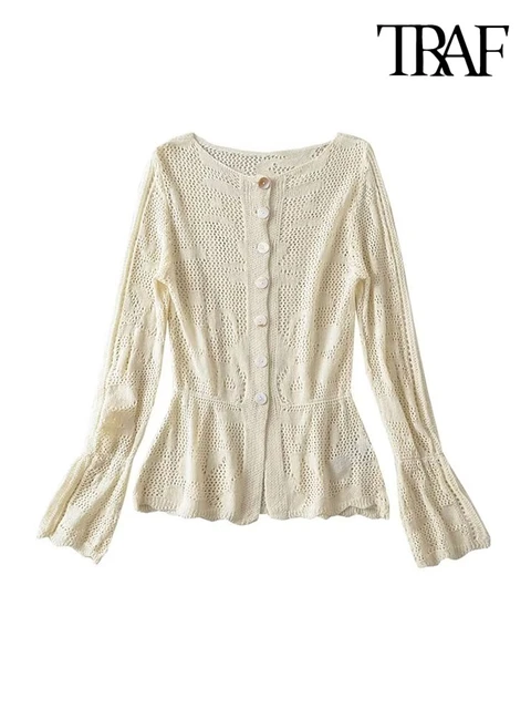 Vintage Bell Sleeve Cardigan - Ivory