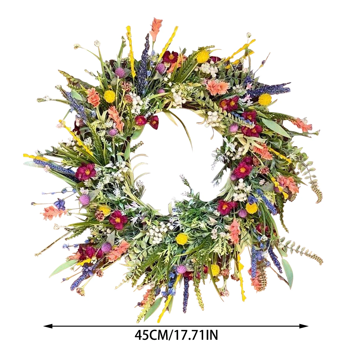 thumbnail image 1 of 35/40/45/50cm Artificial Straw Wreath Wildflower Garland Spring Hanging Pendants Wedding Flower Gift Party Wedding Easter Decor, 1 of 5