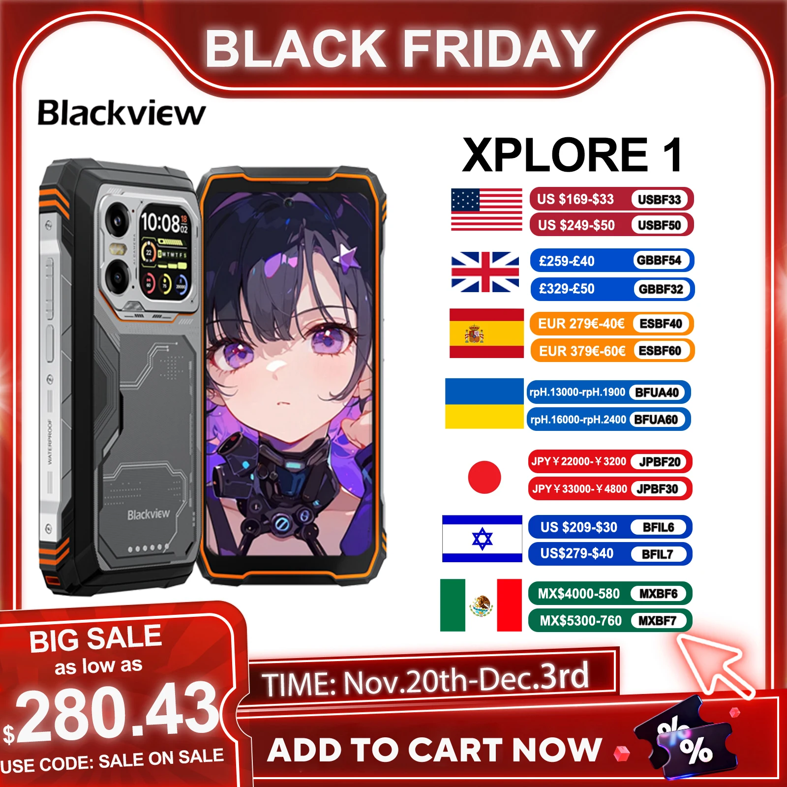 2025 Blackview XPLORE 1 Outdoor Mobile Phone ,5G Waterproof Android 15, 6.78'' 2.4K Display 16GB+512GB 20000mAh смартфон