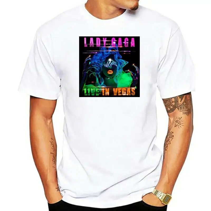 Футболка с логотипом Lady Gaga Live In Vegas Enigma Tour, черная хлопковая Футболка SMLXLXXL
