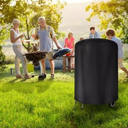 Premium Waterproof Outdoor BBQ Cover - Durable Oxford Material, Round Design for 57cm Grills & Kettles (1PC)