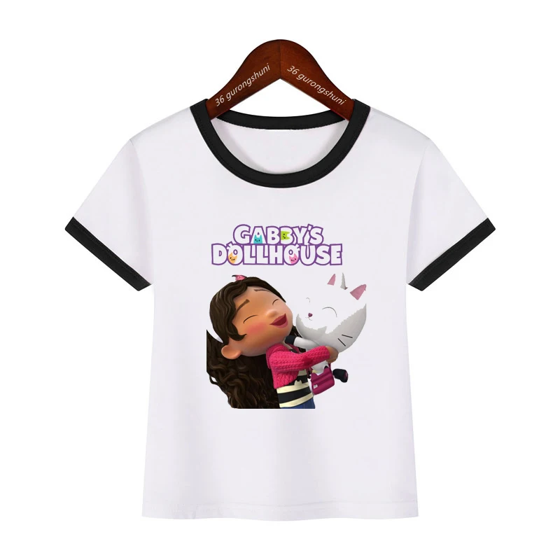 

t-shirt for girls Gabbys Doll House cartoon print kids tshirt for kids birthday outfit tshirts tops girls clothing wholesale