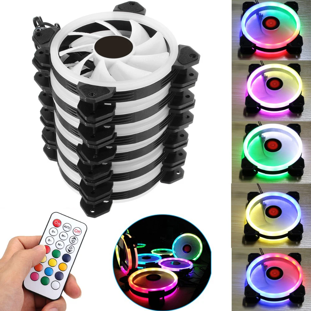 Computer Case PC Cooling Fan RGB Adjust LED 120mm Quiet + IR Remote New Computer Cooler Cooling RGB Case Fan For CPU