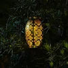 Vintage Hanging Iron Hollow Outdoor Solar Lantern Designer Sun light Yard Pathway Retro Exterior Solar Powered Garden Lantern 5