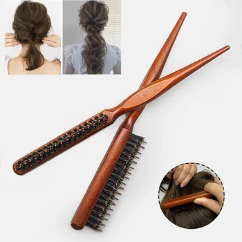 Manico in legno Pettine per capelli Capelli Soffici tre file Pettini con setole di cinghiale Parrucchiere Spazzole per stuzzicare la schiena Strumenti per lo styling per parrucchieri 1