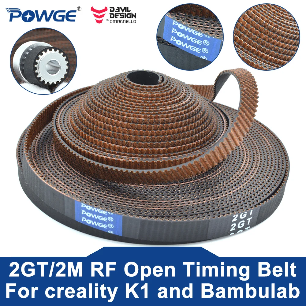 Powge 2gt 2M Rf Open Distributieriem Breedte 7.7Mm Rubber Lage Stof Trillingen Door Omranello D3vil Ontwerp Voor Crealiteit K1 & Bambulab