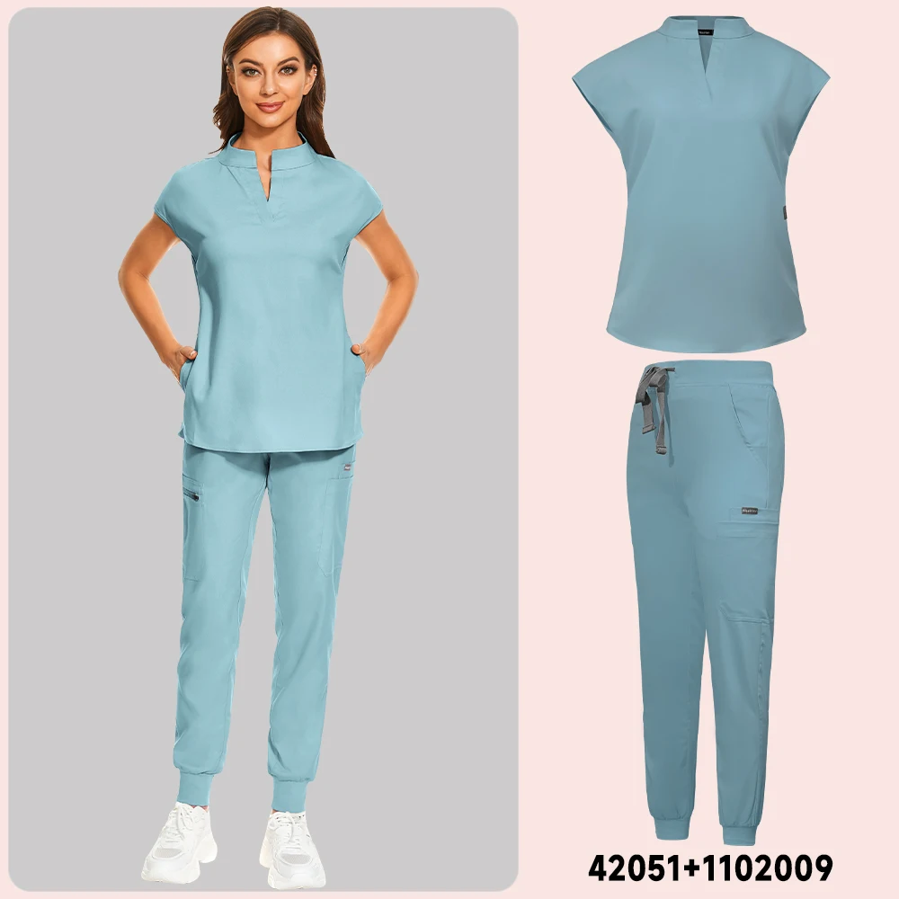 

Medical Uniform Doctor Nurse Workwear Nursing Scrub Set Lab Top Pant Dental Clinic Work Suits Solid Color Hospital Outfits