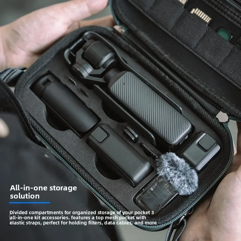 DJI Pocket 3 휴대용 충격 방지 보관 케이스, SD 카드, 마이크 및 카메라 액세서리용 메쉬 포켓이 있는 하드 쉘 여행 가방