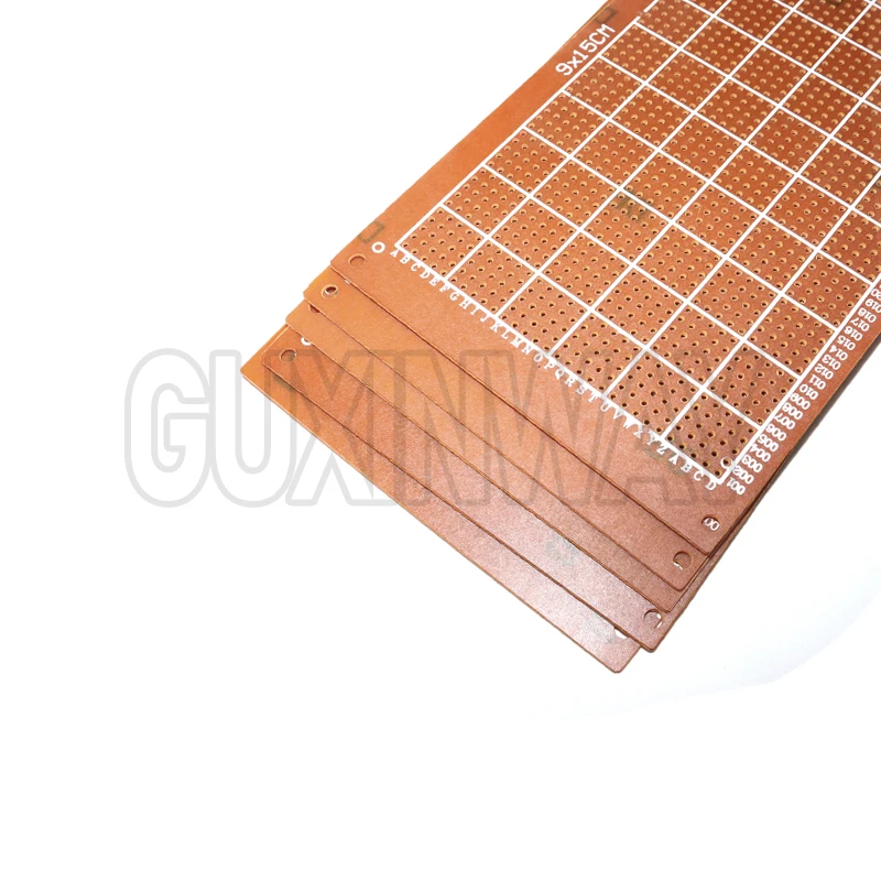 5개 9x15cm 아두이노용 범용 PCB 보드 노란색 단면 PCB 인쇄 회로 기판