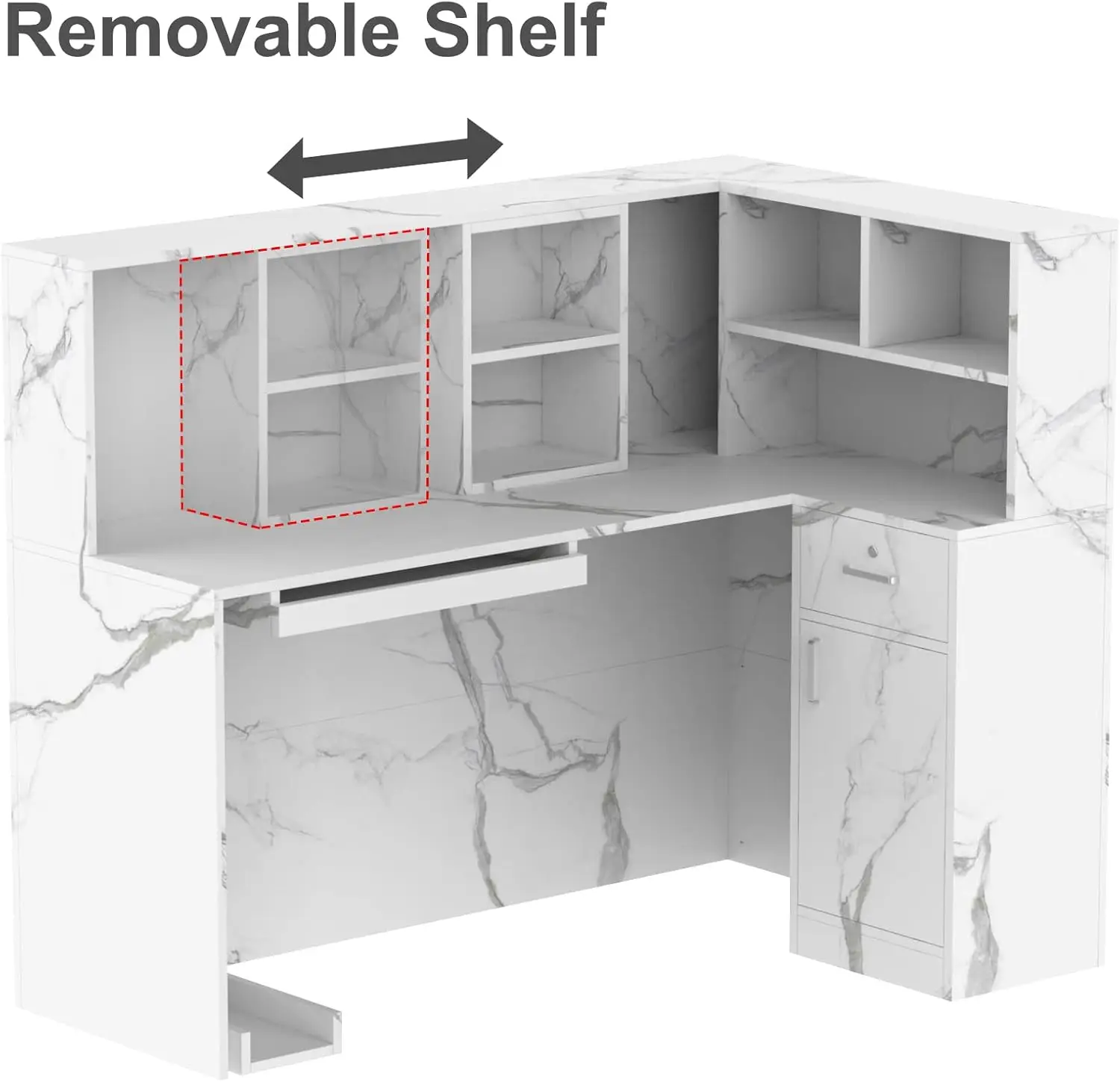 Aiegle Reception Desk With Counter Drawers & Storage Shelves, L-Shaped Reception Counter Table For Salon Room