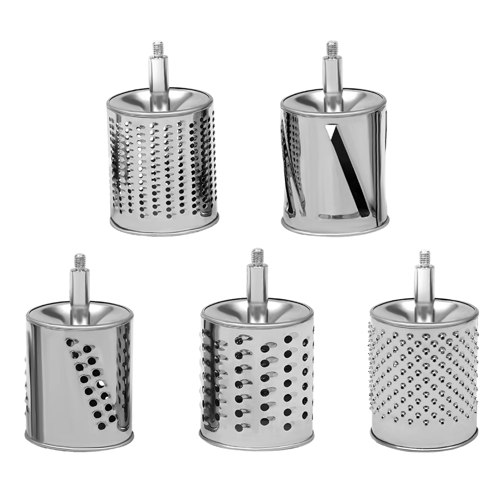 Manual Rotary Grater Drum Cutter Vegetable Slicer Shredder Nuts Mill W/ 5 Blades