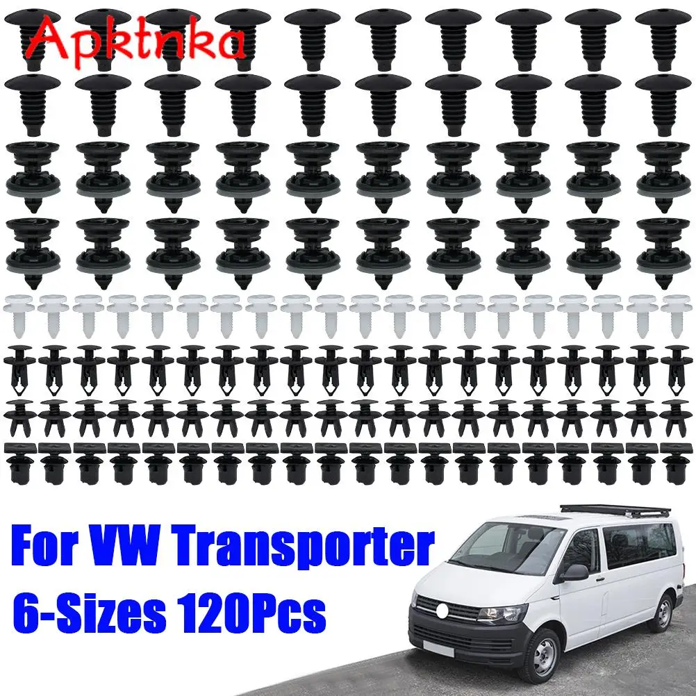 120X Paraurti Push Pin Rivetti Car Door Trim Panel Clips Roof Boot Paraspruzzi Fissaggio Kit Per Vw Transporter T4 T5 T6