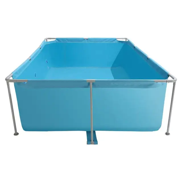 Piscine hors sol à structure métallique, 3 x 2 x 0,76 m, grande piscine familiale rectangulaire en PVC, structure en acier, capacité d'eau 3959 L, avec système de drainage à débit contrôlé, pour extérieur, bleu 1