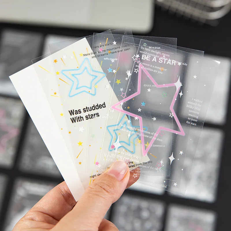 30pcs PET Card Sleeves with Bowknot Star Patterns for Collectible Cards Protection Decoration Korea Kawaii Idol Decor Card Film 2